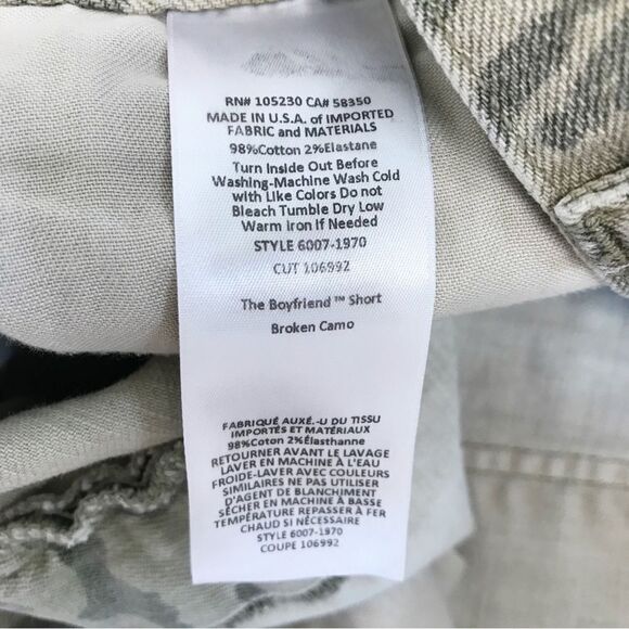 CURRENT/ELLIOTT The Boyfriend Short Cutoffs Broken Camo Print Frayed‎ Sz 28 - Picture 9 of 14